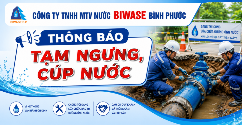 THÔNG BÁO TẠM NGƯNG CUNG CẤP NƯỚC XÃ NHA BÍCH