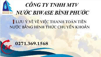 LƯU Ý THANH TOÁN TIỀN NƯỚC QUA HÌNH THỨC CHUYỂN KHOẢN